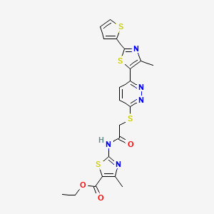 Ethyl 4-methyl-2-(2-((6-(4-methyl-2-(thiophen-2-yl)thiazol-5-yl)pyridazin-3-yl)thio)acetamido)thiazole-5-carboxylate