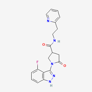 molecular formula C19H18FN5O2 B11229150 1-(4-fluoro-2H-indazol-3-yl)-5-oxo-N-[2-(pyridin-2-yl)ethyl]pyrrolidine-3-carboxamide 