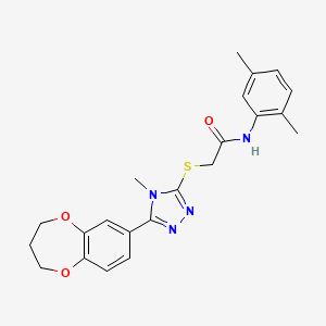 2-{[5-(3,4-dihydro-2H-1,5-benzodioxepin-7-yl)-4-methyl-4H-1,2,4-triazol-3-yl]sulfanyl}-N-(2,5-dimethylphenyl)acetamide