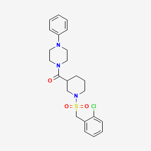 molecular formula C23H28ClN3O3S B11229211 {1-[(2-Chlorobenzyl)sulfonyl]piperidin-3-yl}(4-phenylpiperazin-1-yl)methanone 