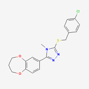 molecular formula C19H18ClN3O2S B11229223 3-[(4-chlorobenzyl)sulfanyl]-5-(3,4-dihydro-2H-1,5-benzodioxepin-7-yl)-4-methyl-4H-1,2,4-triazole 