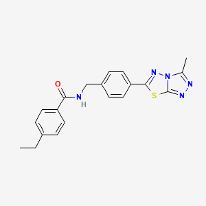 molecular formula C20H19N5OS B11229268 4-ethyl-N-[4-(3-methyl[1,2,4]triazolo[3,4-b][1,3,4]thiadiazol-6-yl)benzyl]benzamide 