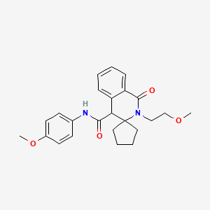 molecular formula C24H28N2O4 B11229297 2'-(2-methoxyethyl)-N-(4-methoxyphenyl)-1'-oxo-1',4'-dihydro-2'H-spiro[cyclopentane-1,3'-isoquinoline]-4'-carboxamide 