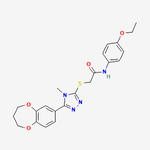 molecular formula C22H24N4O4S B11229298 2-{[5-(3,4-dihydro-2H-1,5-benzodioxepin-7-yl)-4-methyl-4H-1,2,4-triazol-3-yl]sulfanyl}-N-(4-ethoxyphenyl)acetamide 