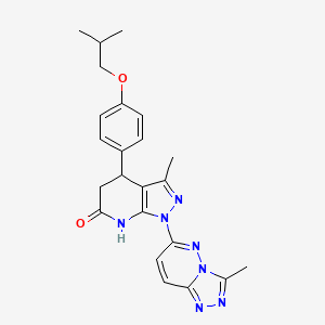 molecular formula C23H25N7O2 B11229318 3-methyl-4-[4-(2-methylpropoxy)phenyl]-1-(3-methyl[1,2,4]triazolo[4,3-b]pyridazin-6-yl)-4,5-dihydro-1H-pyrazolo[3,4-b]pyridin-6-ol 