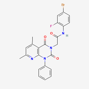 molecular formula C23H18BrFN4O3 B11229320 N-(4-bromo-2-fluorophenyl)-2-(5,7-dimethyl-2,4-dioxo-1-phenyl-1,4-dihydropyrido[2,3-d]pyrimidin-3(2H)-yl)acetamide 