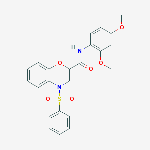 molecular formula C23H22N2O6S B11229325 N-(2,4-dimethoxyphenyl)-4-(phenylsulfonyl)-3,4-dihydro-2H-1,4-benzoxazine-2-carboxamide 