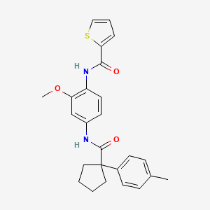 molecular formula C25H26N2O3S B11229350 N-[2-methoxy-4-({[1-(4-methylphenyl)cyclopentyl]carbonyl}amino)phenyl]thiophene-2-carboxamide 