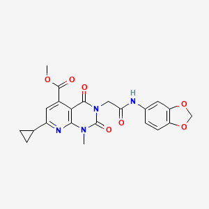 Methyl 3-{[(2H-1,3-benzodioxol-5-YL)carbamoyl]methyl}-7-cyclopropyl-1-methyl-2,4-dioxo-1H,2H,3H,4H-pyrido[2,3-D]pyrimidine-5-carboxylate