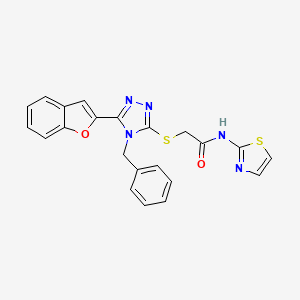 2-{[5-(1-benzofuran-2-yl)-4-benzyl-4H-1,2,4-triazol-3-yl]sulfanyl}-N-(1,3-thiazol-2-yl)acetamide