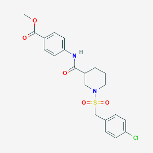 molecular formula C21H23ClN2O5S B11229413 Methyl 4-[({1-[(4-chlorobenzyl)sulfonyl]piperidin-3-yl}carbonyl)amino]benzoate 