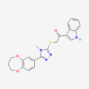 molecular formula C22H20N4O3S B11229416 2-{[5-(3,4-dihydro-2H-1,5-benzodioxepin-7-yl)-4-methyl-4H-1,2,4-triazol-3-yl]sulfanyl}-1-(1H-indol-3-yl)ethanone 