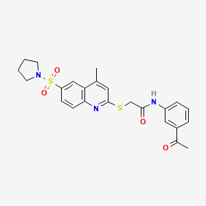 N-(3-Acetylphenyl)-2-{[4-methyl-6-(pyrrolidine-1-sulfonyl)quinolin-2-YL]sulfanyl}acetamide