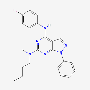 molecular formula C22H23FN6 B11229498 N~6~-butyl-N~4~-(4-fluorophenyl)-N~6~-methyl-1-phenyl-1H-pyrazolo[3,4-d]pyrimidine-4,6-diamine 