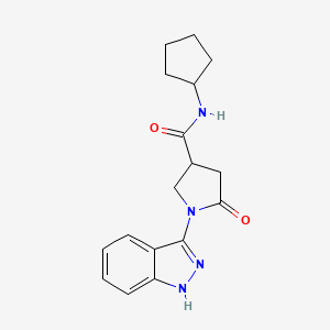 molecular formula C17H20N4O2 B11229526 N-cyclopentyl-1-(1H-indazol-3-yl)-5-oxo-3-pyrrolidinecarboxamide 