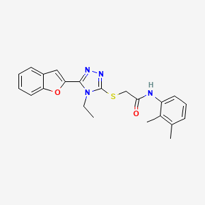 molecular formula C22H22N4O2S B11229533 2-{[5-(1-benzofuran-2-yl)-4-ethyl-4H-1,2,4-triazol-3-yl]sulfanyl}-N-(2,3-dimethylphenyl)acetamide 