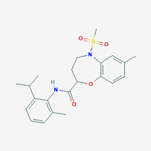 7-methyl-N-[2-methyl-6-(propan-2-yl)phenyl]-5-(methylsulfonyl)-2,3,4,5-tetrahydro-1,5-benzoxazepine-2-carboxamide