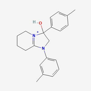 molecular formula C21H25N2O+ B11229552 3-Hydroxy-1-(3-methylphenyl)-3-(4-methylphenyl)-2,3,5,6,7,8-hexahydroimidazo[1,2-a]pyridin-1-ium 