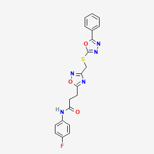 N-(4-fluorophenyl)-3-(3-{[(5-phenyl-1,3,4-oxadiazol-2-yl)sulfanyl]methyl}-1,2,4-oxadiazol-5-yl)propanamide