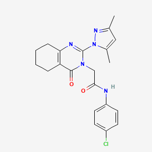 molecular formula C21H22ClN5O2 B11229560 N-(4-chlorophenyl)-2-(2-(3,5-dimethyl-1H-pyrazol-1-yl)-4-oxo-5,6,7,8-tetrahydroquinazolin-3(4H)-yl)acetamide 