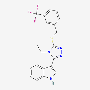 molecular formula C20H17F3N4S B11229571 3-(4-ethyl-5-((3-(trifluoromethyl)benzyl)thio)-4H-1,2,4-triazol-3-yl)-1H-indole 