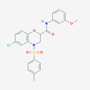 molecular formula C23H21ClN2O5S B11229577 6-chloro-N-(3-methoxyphenyl)-4-[(4-methylphenyl)sulfonyl]-3,4-dihydro-2H-1,4-benzoxazine-2-carboxamide 