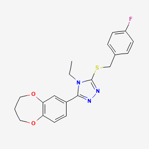 molecular formula C20H20FN3O2S B11229578 3-(3,4-dihydro-2H-1,5-benzodioxepin-7-yl)-4-ethyl-5-[(4-fluorobenzyl)sulfanyl]-4H-1,2,4-triazole 