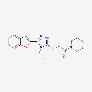 molecular formula C19H22N4O2S B11229606 2-{[5-(1-benzofuran-2-yl)-4-ethyl-4H-1,2,4-triazol-3-yl]sulfanyl}-1-(piperidin-1-yl)ethanone 