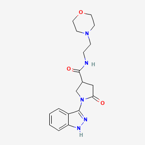 molecular formula C18H23N5O3 B11229626 1-(1H-indazol-3-yl)-N-(2-morpholinoethyl)-5-oxo-3-pyrrolidinecarboxamide 