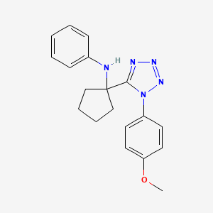 molecular formula C19H21N5O B11229661 N-{1-[1-(4-methoxyphenyl)-1H-tetrazol-5-yl]cyclopentyl}aniline 