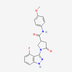 molecular formula C19H17FN4O3 B11229668 1-(4-fluoro-1H-indazol-3-yl)-N-(4-methoxyphenyl)-5-oxopyrrolidine-3-carboxamide 