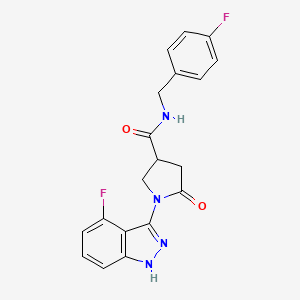 molecular formula C19H16F2N4O2 B11229676 N-(4-fluorobenzyl)-1-(4-fluoro-1H-indazol-3-yl)-5-oxopyrrolidine-3-carboxamide 