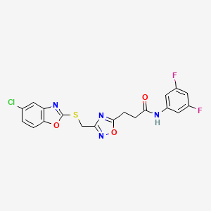 3-(3-{[(5-chloro-1,3-benzoxazol-2-yl)sulfanyl]methyl}-1,2,4-oxadiazol-5-yl)-N-(3,5-difluorophenyl)propanamide