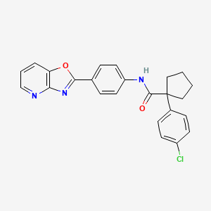 molecular formula C24H20ClN3O2 B11229682 1-(4-chlorophenyl)-N-[4-([1,3]oxazolo[4,5-b]pyridin-2-yl)phenyl]cyclopentanecarboxamide 