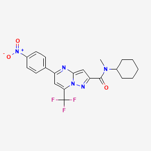 molecular formula C21H20F3N5O3 B11229690 N-cyclohexyl-N-methyl-5-(4-nitrophenyl)-7-(trifluoromethyl)pyrazolo[1,5-a]pyrimidine-2-carboxamide 