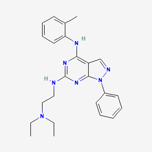 molecular formula C24H29N7 B11229704 N6-(2-(diethylamino)ethyl)-1-phenyl-N4-(o-tolyl)-1H-pyrazolo[3,4-d]pyrimidine-4,6-diamine 