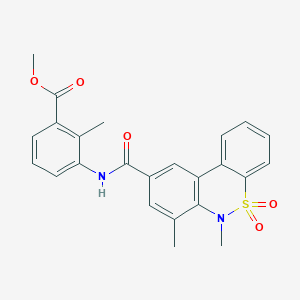 molecular formula C24H22N2O5S B11229732 methyl 3-{[(6,7-dimethyl-5,5-dioxido-6H-dibenzo[c,e][1,2]thiazin-9-yl)carbonyl]amino}-2-methylbenzoate 