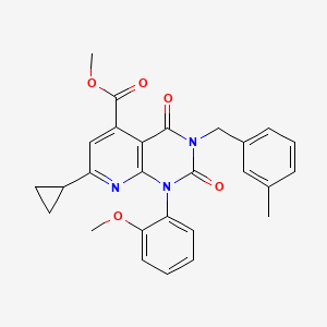 molecular formula C27H25N3O5 B11229747 Methyl 7-cyclopropyl-1-(2-methoxyphenyl)-3-(3-methylbenzyl)-2,4-dioxo-1,2,3,4-tetrahydropyrido[2,3-d]pyrimidine-5-carboxylate 