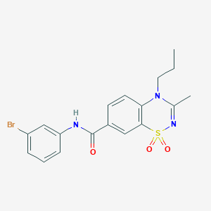 molecular formula C18H18BrN3O3S B11229762 N-(3-bromophenyl)-3-methyl-4-propyl-4H-1,2,4-benzothiadiazine-7-carboxamide 1,1-dioxide 