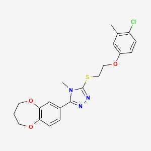 molecular formula C21H22ClN3O3S B11229769 3-{[2-(4-chloro-3-methylphenoxy)ethyl]sulfanyl}-5-(3,4-dihydro-2H-1,5-benzodioxepin-7-yl)-4-methyl-4H-1,2,4-triazole 