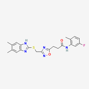 3-(3-{[(5,6-dimethyl-1H-benzimidazol-2-yl)sulfanyl]methyl}-1,2,4-oxadiazol-5-yl)-N-(5-fluoro-2-methylphenyl)propanamide