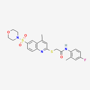 N-(4-Fluoro-2-methylphenyl)-2-{[4-methyl-6-(morpholine-4-sulfonyl)quinolin-2-YL]sulfanyl}acetamide