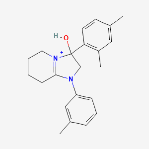 molecular formula C22H27N2O+ B11229824 3-(2,4-Dimethylphenyl)-3-hydroxy-1-(3-methylphenyl)-2,3,5,6,7,8-hexahydroimidazo[1,2-a]pyridin-1-ium 