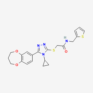 2-{[4-cyclopropyl-5-(3,4-dihydro-2H-1,5-benzodioxepin-7-yl)-4H-1,2,4-triazol-3-yl]sulfanyl}-N-(thiophen-2-ylmethyl)acetamide