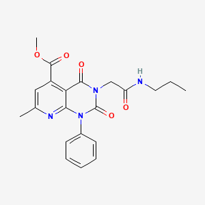 molecular formula C21H22N4O5 B11229911 Methyl 7-methyl-2,4-dioxo-3-[2-oxo-2-(propylamino)ethyl]-1-phenyl-1,2,3,4-tetrahydropyrido[2,3-d]pyrimidine-5-carboxylate 