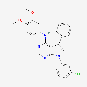 7-(3-chlorophenyl)-N-(3,4-dimethoxyphenyl)-5-phenyl-7H-pyrrolo[2,3-d]pyrimidin-4-amine