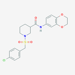 molecular formula C21H23ClN2O5S B11229918 1-[(4-chlorobenzyl)sulfonyl]-N-(2,3-dihydro-1,4-benzodioxin-6-yl)piperidine-3-carboxamide 