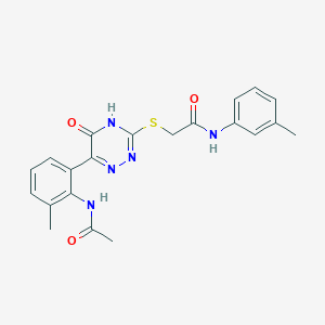 2-{[6-(2-Acetamido-3-methylphenyl)-5-oxo-4,5-dihydro-1,2,4-triazin-3-YL]sulfanyl}-N-(3-methylphenyl)acetamide