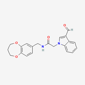 N-(3,4-dihydro-2H-1,5-benzodioxepin-7-ylmethyl)-2-(3-formyl-1H-indol-1-yl)acetamide