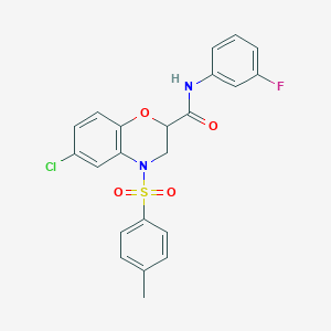 molecular formula C22H18ClFN2O4S B11229987 6-chloro-N-(3-fluorophenyl)-4-[(4-methylphenyl)sulfonyl]-3,4-dihydro-2H-1,4-benzoxazine-2-carboxamide 